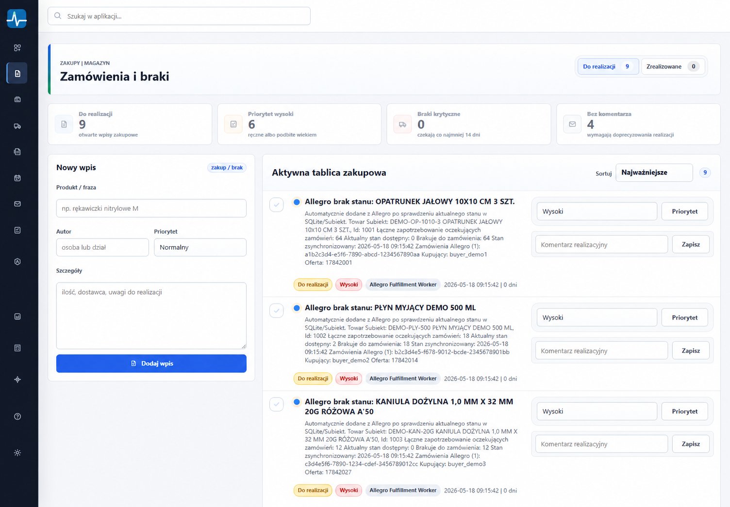 Firmowy HUB – zakupy i braki magazynowe